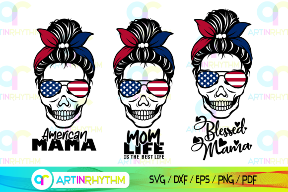 About Mom Messy Bun, American Mama, July Graphics and Crafts Review