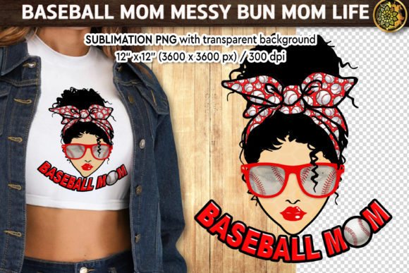 Baseball Mom Messy Bun Sport Graphics in Crafts