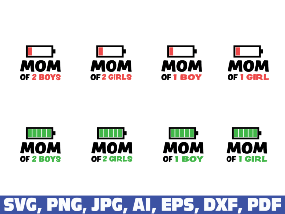 Mom of 2 Bundle Graphics for Crafts and Branding